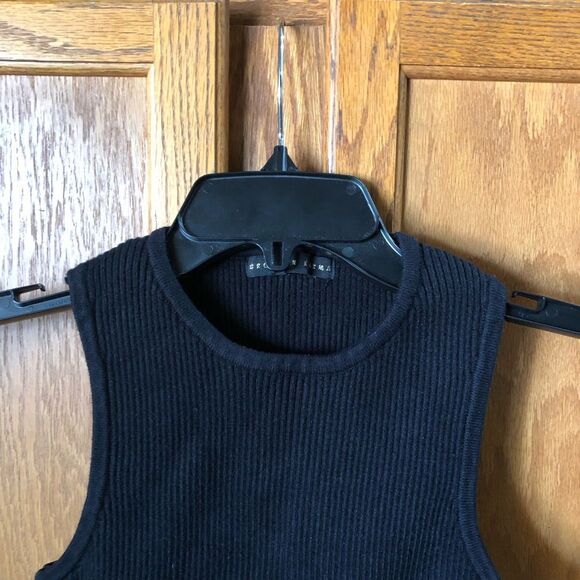 Brooklyn Karma Ribbed Cashmere Blend Sleeveless Crop Sweater - S - Picture 3 of 12